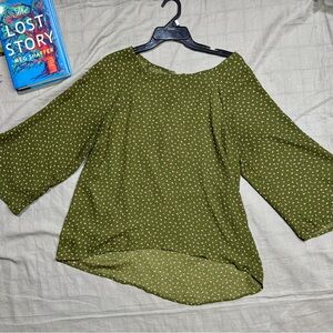 Papermoon Olive Green top with tiny ditsy flower  Pattern